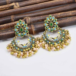 E-6217 Colorful Earrings For Women Pendant Jewelry Indian Jhumka Aesthetic Earring Dangle Pearl Beads Ear Rings For Girl New Year Gifts