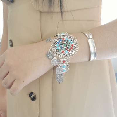 B-1133  Fashion Retro Bohemian Gold Metal Chain Hand Harness Color Bracelets for Women Party Punk Jewelry