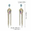 E-6222 Bling Crystal Rhinestone Long Tassel Hanging Drop Earrings for Women Bridal Wedding Party Jewelry Gift