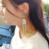 E-6222 Bling Crystal Rhinestone Long Tassel Hanging Drop Earrings for Women Bridal Wedding Party Jewelry Gift