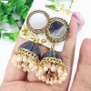 E-6226 Vintage Gold Metal Mirror Enamel Pearl Beads Tassel Drop Dangle Earrings for Women Boho Indian Party Jewelry