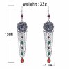 E-6229 Vintage Metal Rhinestone Beads Flowers Tassel Drop Dangle Earrings for Women Boho Indian Style Party Jewelry