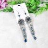 E-6229 Vintage Metal Rhinestone Beads Flowers Tassel Drop Dangle Earrings for Women Boho Indian Style Party Jewelry