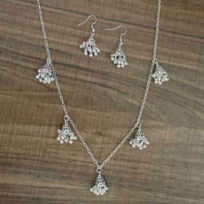 N-7592 High Quality Gold Silver Plated Jewelry Women Jewelry Set Vintage Bell Tassel Pendant Earrings and Necklace Set Jewelry Set