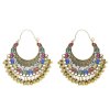 E-6230   Indian Gold Metal Crystal Bells Tassel Drop Jhumka  Earrings for Women Boho Party Jewelry Gift