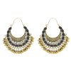 E-6230 Indian Gold Metal Crystal Bells Tassel Drop Jhumka Earrings for Women Boho Party Jewelry Gift