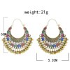 E-6230 Indian Gold Metal Crystal Bells Tassel Drop Jhumka Earrings for Women Boho Party Jewelry Gift