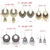 E-6238 Vintage Gold Sliver Indian Bells Tassel Jhumka Drop Earrings for Women Boho Ethnic Festival Party Jewelry Gift Set
