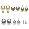 E-6238 Vintage Gold Sliver Indian Bells Tassel Jhumka Drop Earrings for Women Boho Ethnic Festival Party Jewelry Gift Set