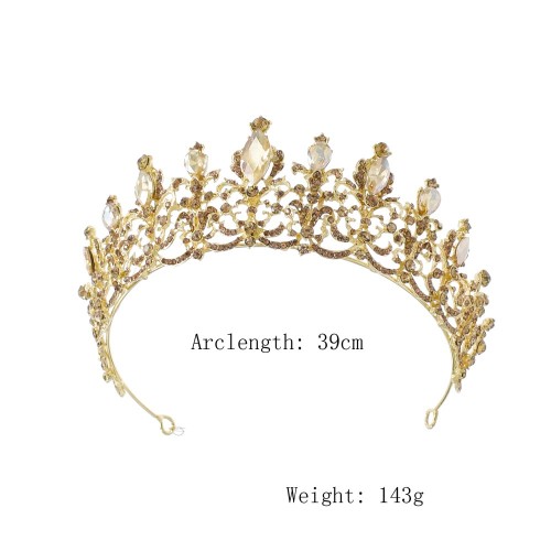F-0915 Luxury golden crystal crown bridal wedding hair accessories princess birthday party jewelry gift