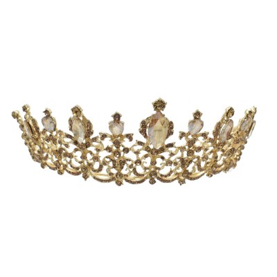 F-0915 Luxury golden crystal crown bridal wedding hair accessories princess birthday party jewelry gift