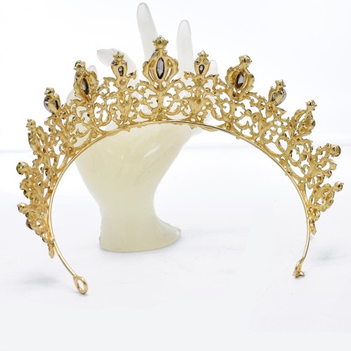 F-0915 Luxury golden crystal crown bridal wedding hair accessories princess birthday party jewelry gift