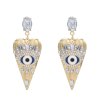 E-6242 Fashion Gold Silver Metal Crystal Drip Oil Evil Eye Shape Drop Earrings for Women Boho Party Jewelry Gift