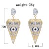 E-6242 Fashion Gold Silver Metal Crystal Drip Oil Evil Eye Shape Drop Earrings for Women Boho Party Jewelry Gift