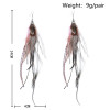 E-6244 Bohemian Ethnic Style Zebra Pattern Pure Natural Feather Long Earrings Fashion Geometric Rice Bead Chain Feather Tassel Earrings