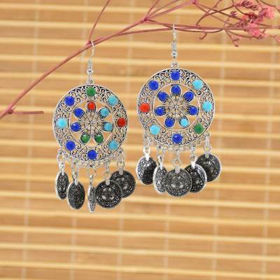 E-6247 Bohemian Ethnic Style Fashion New Earrings Coin Pendant Earrings Geometric Random Acrylic Earrings Jewelry