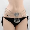 N-7595 Vintage Silver Metal Sequins Coin Tassel Women Belly Dance Dress Belt Waist Body Chain Party Jewelry