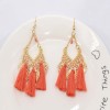 E-6248 Bohemian Style Ethnic Natural Feather Heart-shaped Long Earrings Fashion Feather Tassel Earrings Geometric Jewelry
