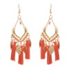 E-6248 Bohemian Style Ethnic Natural Feather Heart-shaped Long Earrings Fashion Feather Tassel Earrings Geometric Jewelry