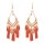 E-6248 Bohemian Style Ethnic Natural Feather Heart-shaped Long Earrings Fashion Feather Tassel Earrings Geometric Jewelry
