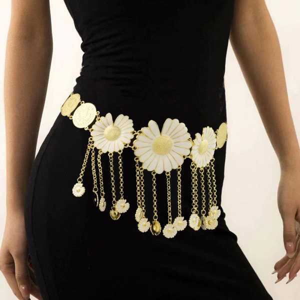 N-7596 Hot Sale Gold Plated Alloy Tassel Daisy Flower Charms Women Sexy Body Jewelry Waist Chains Belly Chains