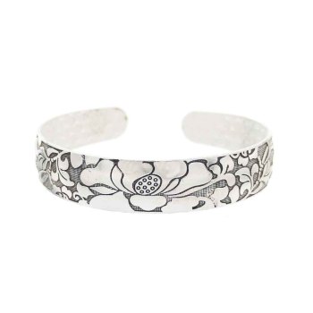 B-1137 5Styles Ethnic Vintage Tibetan Silver Open Cuff Bangles for Women Carved Flower Peacock Party Jewelry Gift