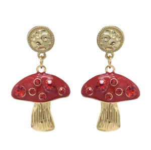 E-6249  Fashion Jewelry Creative Design Simple little Mushroom Gold-plated Crystal Diamond Earrings For Women