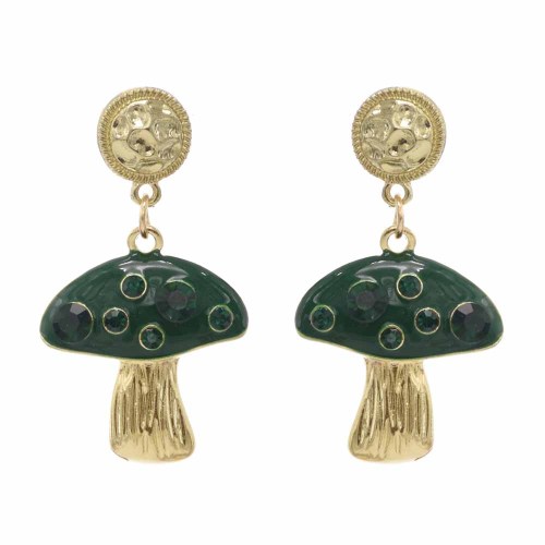 E-6249  Fashion Jewelry Creative Design Simple little Mushroom Gold-plated Crystal Diamond Earrings For Women