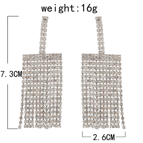 E-6252 Fashion Luxury Shiny Wedding Crystal Long Tassel Earrings Statement Dangle Earrings Jewelry Accessories For Women