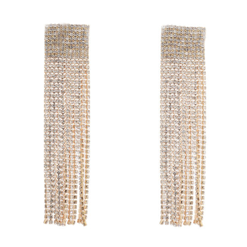 E-6252 Fashion Luxury Shiny Wedding Crystal Long Tassel Earrings Statement Dangle Earrings Jewelry Accessories For Women