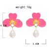E-6254 8Colors Cute Drip Oil Pearl Flower Drop Earrings for Women Girl Wedding Party Jewelry Gift