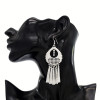 E-6255 Vintage Shining Silver Color Brincos Female Earrings Trendy Carving Tassel Earrings Ornaments Accessories