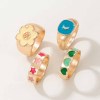 R-1553   Retro Dripping Alloy Ring For Women Men Golden Sliver Punk Metal Rhinestone Ring Finger  Hiphop Ring Jewelry