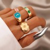 R-1553   Retro Dripping Alloy Ring For Women Men Golden Sliver Punk Metal Rhinestone Ring Finger  Hiphop Ring Jewelry