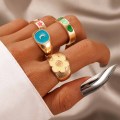R-1553   Retro Dripping Alloy Ring For Women Men Golden Sliver Punk Metal Rhinestone Ring Finger  Hiphop Ring Jewelry
