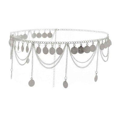 N-7601 Vintage Gold Silver Metal Coin Tassel Belly Chains for Women Dance Waist Body Chain Party Jewelry