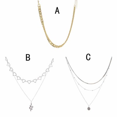 N-7602  Fashion Heart-shaped Multi-layer Collar Necklace Cartoon Jewelry For Women Men Gift Collar Necklace