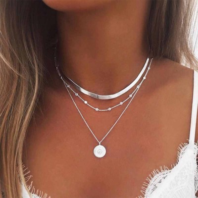 N-7602  Fashion Heart-shaped Multi-layer Collar Necklace Cartoon Jewelry For Women Men Gift Collar Necklace