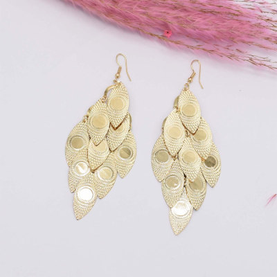 E-6256 Fashion New Designer Hot Selling Good Quality Simple Vintage Fashion Plant Tassel Leaf Earrings Jewelry