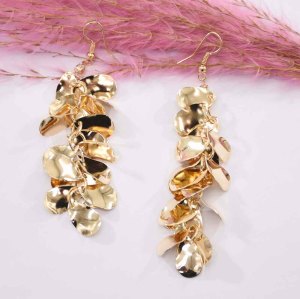 E-6257 5 Styles Vintage Gold Simple Crystal Leaf Long Tassel Drop Earrings for Women Party Jewelry Gift