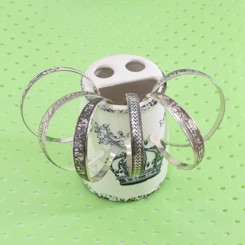 B-1139   6pcs/set Ethnic Vintage Tibetan Silver Open Cuff Bangles for Women Carved Flower Peacock Party Jewelry Gift