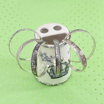 B-1139   6pcs/set Ethnic Vintage Tibetan Silver Open Cuff Bangles for Women Carved Flower Peacock Party Jewelry Gift