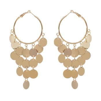 E-6259 4Styles Simple Metal Big Round Sequin Circle Geometric Drop Earrings for Women Boho Holiday Party Jewelry Gift