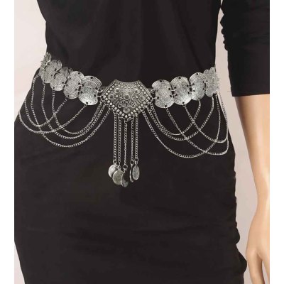 N-7604 Vintage Boho Metal Coin Tassel Belly Dance Waist Chains for Women Party Body Jewelry Gift