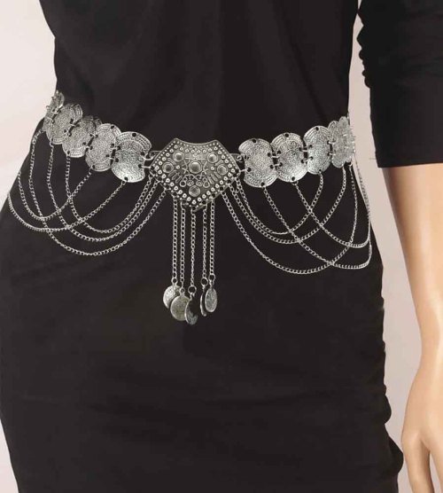 N-7604 Vintage Boho Metal Coin Tassel Belly Dance Waist Chains for Women Party Body Jewelry Gift