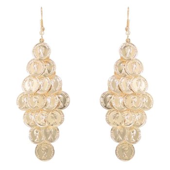 E-6266  2Styles Simple Metal Big Round Sequin Circle Geometric Drop Earrings for Women Holiday Party Jewelry