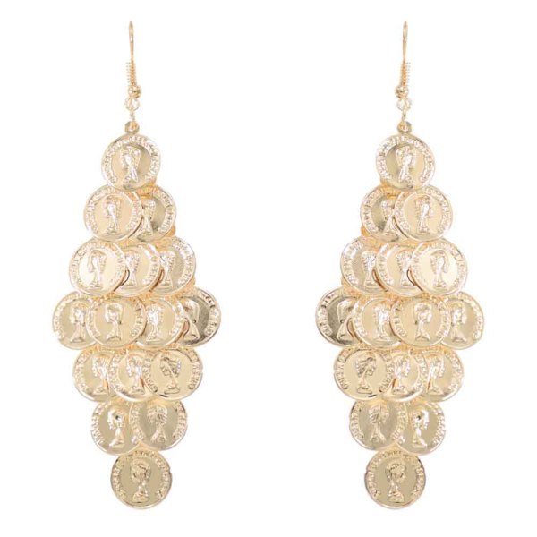 E-6266  2Styles Simple Metal Big Round Sequin Circle Geometric Drop Earrings for Women Holiday Party Jewelry