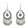 E-6267 3Styles Bohemian Vintage Silver Metal Leaf Flower Acrylic Beads Drop Earrings for Women Ethnic Jewelry