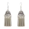 E-6267 3Styles Bohemian Vintage Silver Metal Leaf Flower Acrylic Beads Drop Earrings for Women Ethnic Jewelry