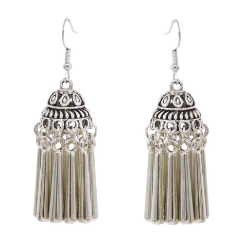 E-6267 3Styles Bohemian Vintage Silver Metal Leaf Flower Acrylic Beads Drop Earrings for Women Ethnic Jewelry